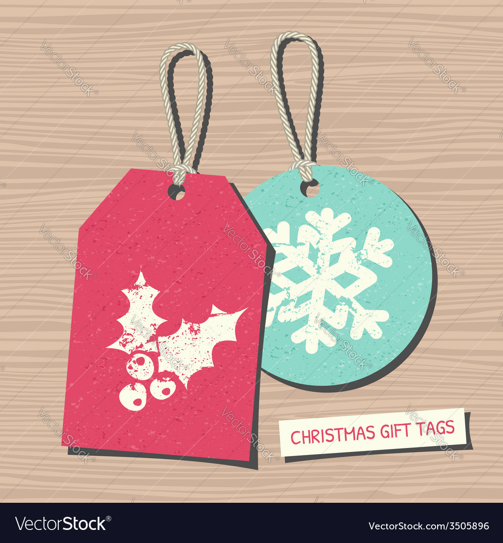 Vintage style christmas gift tags in red and blue