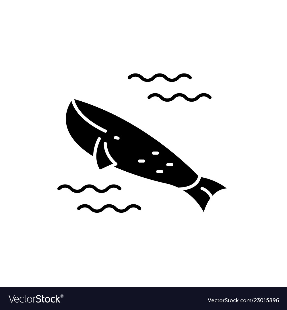 Whale in the ocean black icon sign