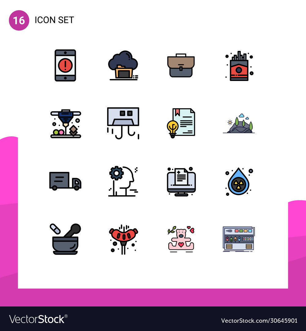 16 universal flat color filled lines set for web