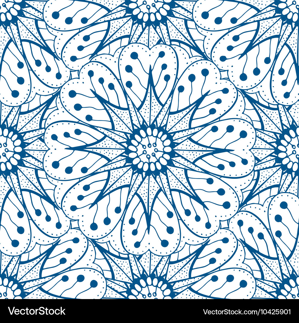 Blue seamless floral pattern Royalty Free Vector Image