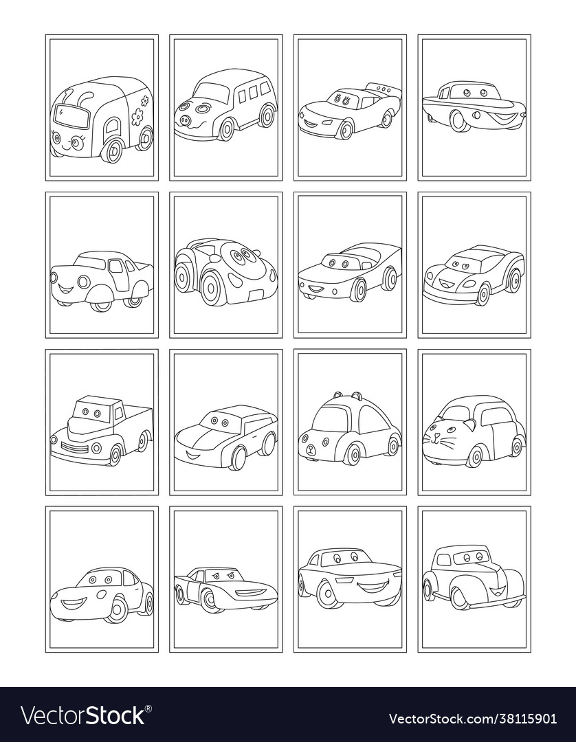 Cartoon cars coloring page