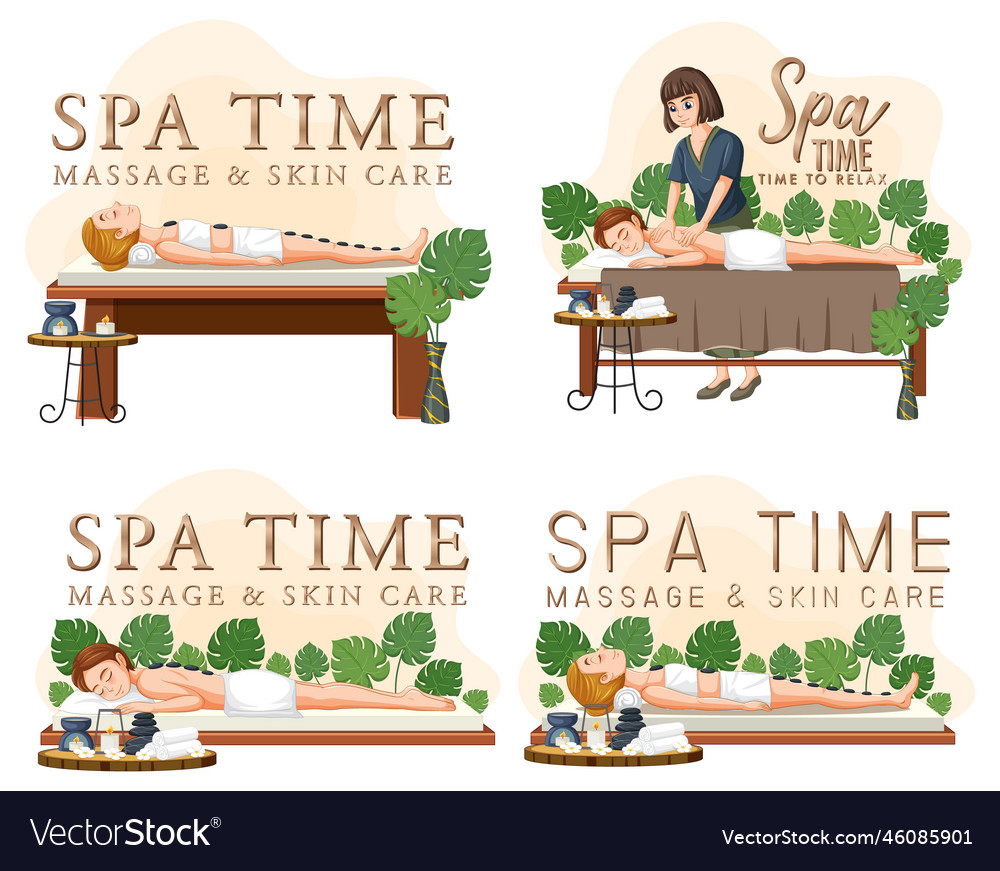 Collection of women enjoying spa treatments Vector Image