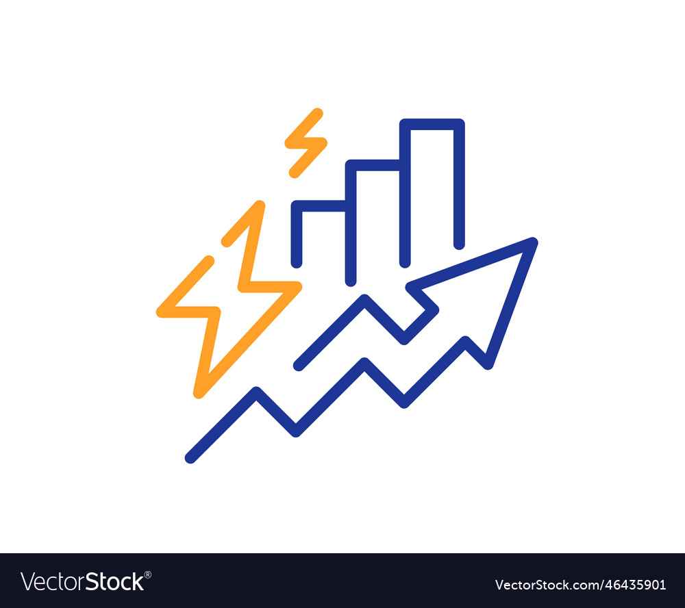 Consumption growth line icon electric power up