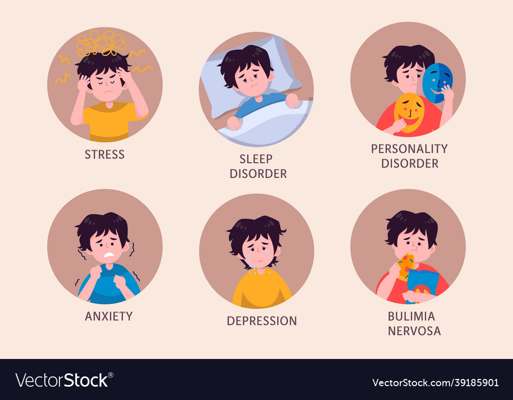 Flat people with mental health problems Royalty Free Vector