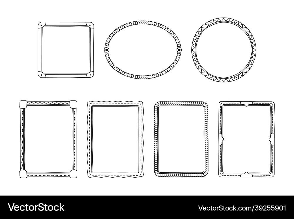 Hand drawn doodle frames set Royalty Free Vector Image