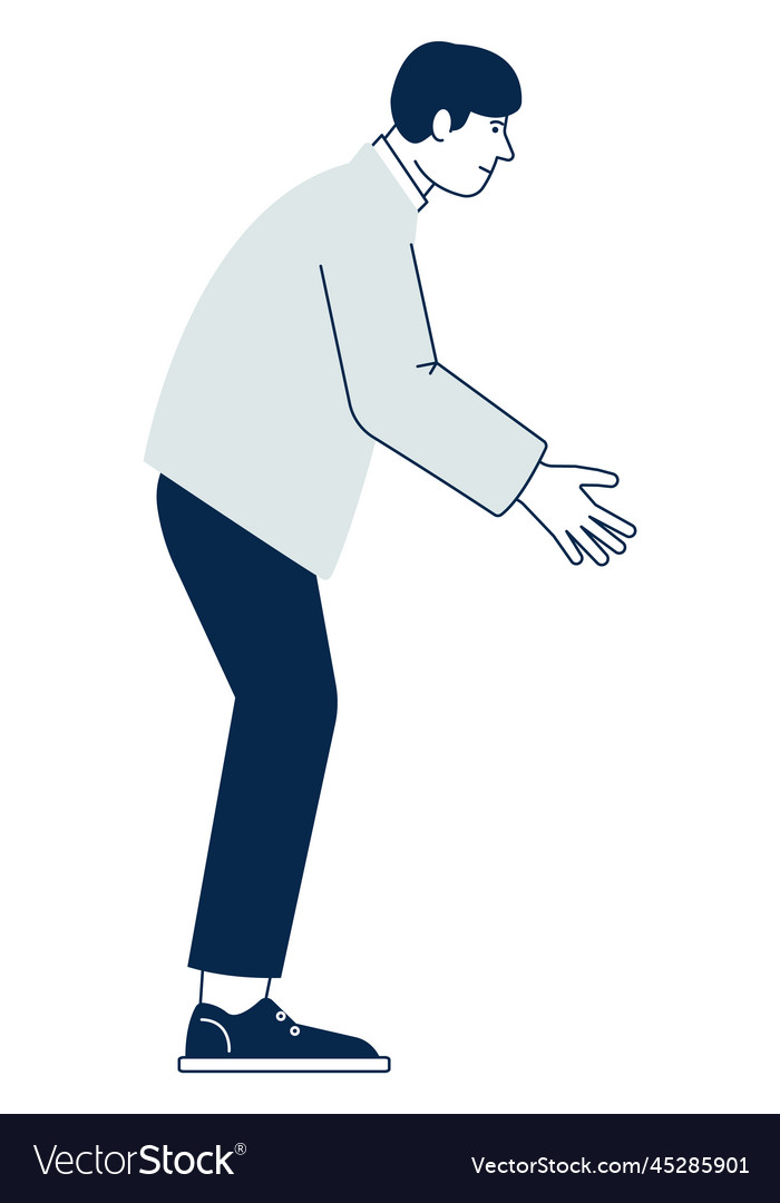 Man leaning forward and trying to catch something vector image Man leaning forward and trying to catch something