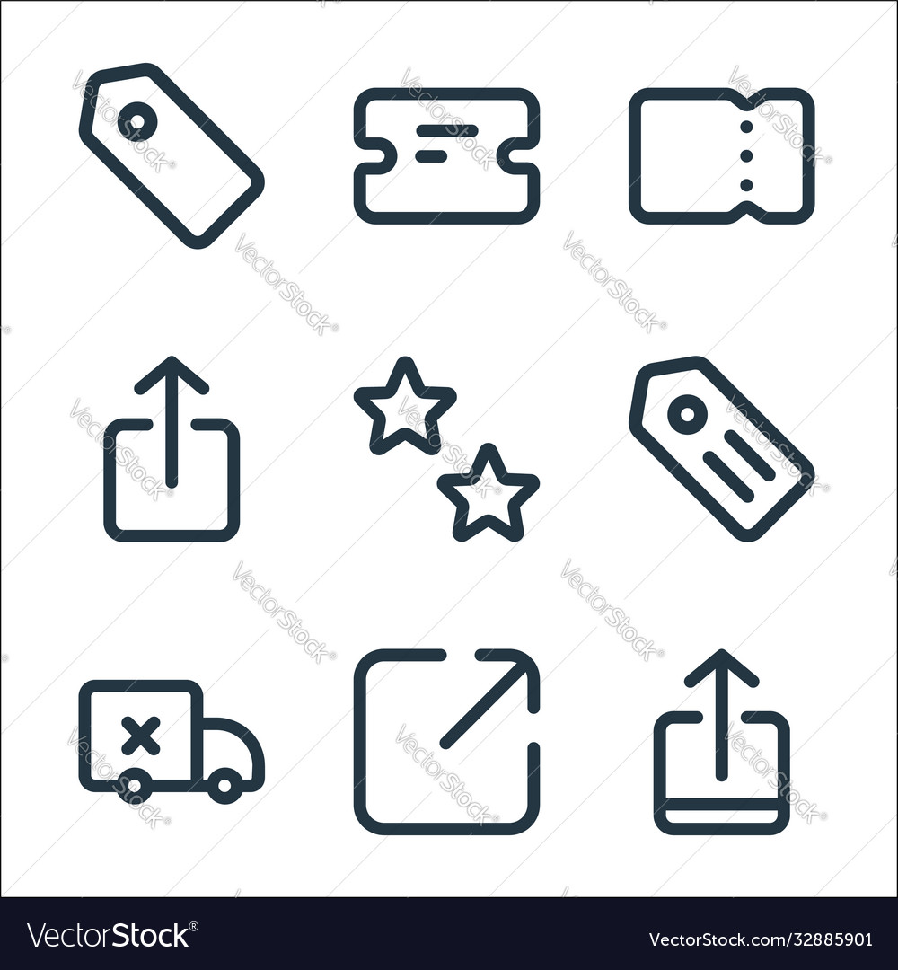 Marketplace line icons linear set quality vector image Marketplace line icons linear set quality