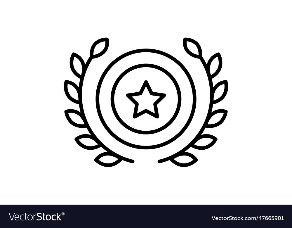 Medal icon with laurel wreath related Royalty Free Vector