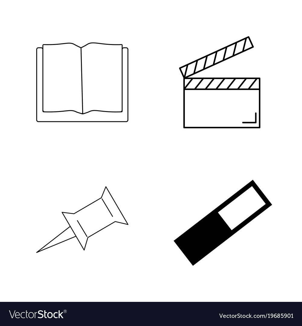 Office simple linear outline icon set
