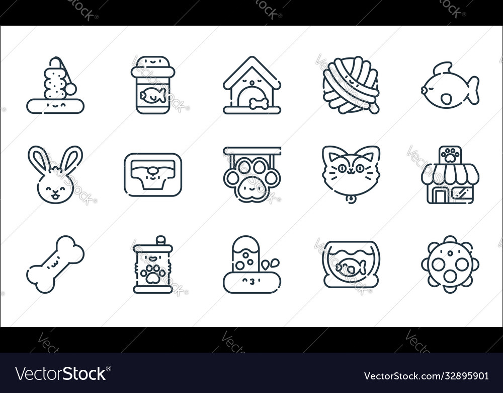 Pets line icons linear set quality