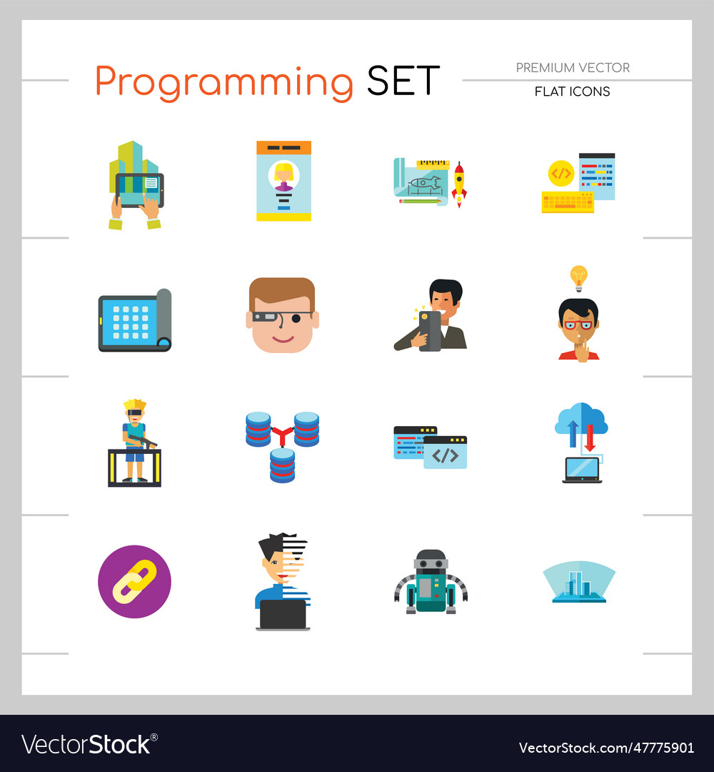Programming icon set vector image Programming icon set