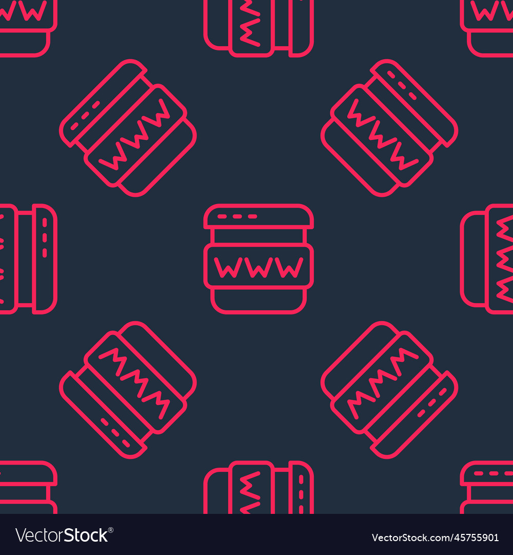 Red line browser window icon isolated seamless vector image Red line browser window icon isolated seamless
