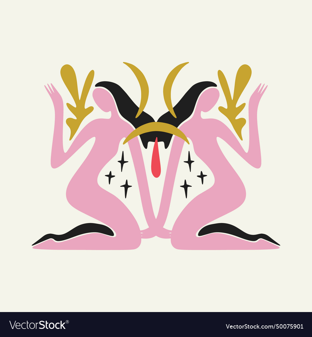 Sacred Woman In Matisse Style Meditating Magic Vector Image