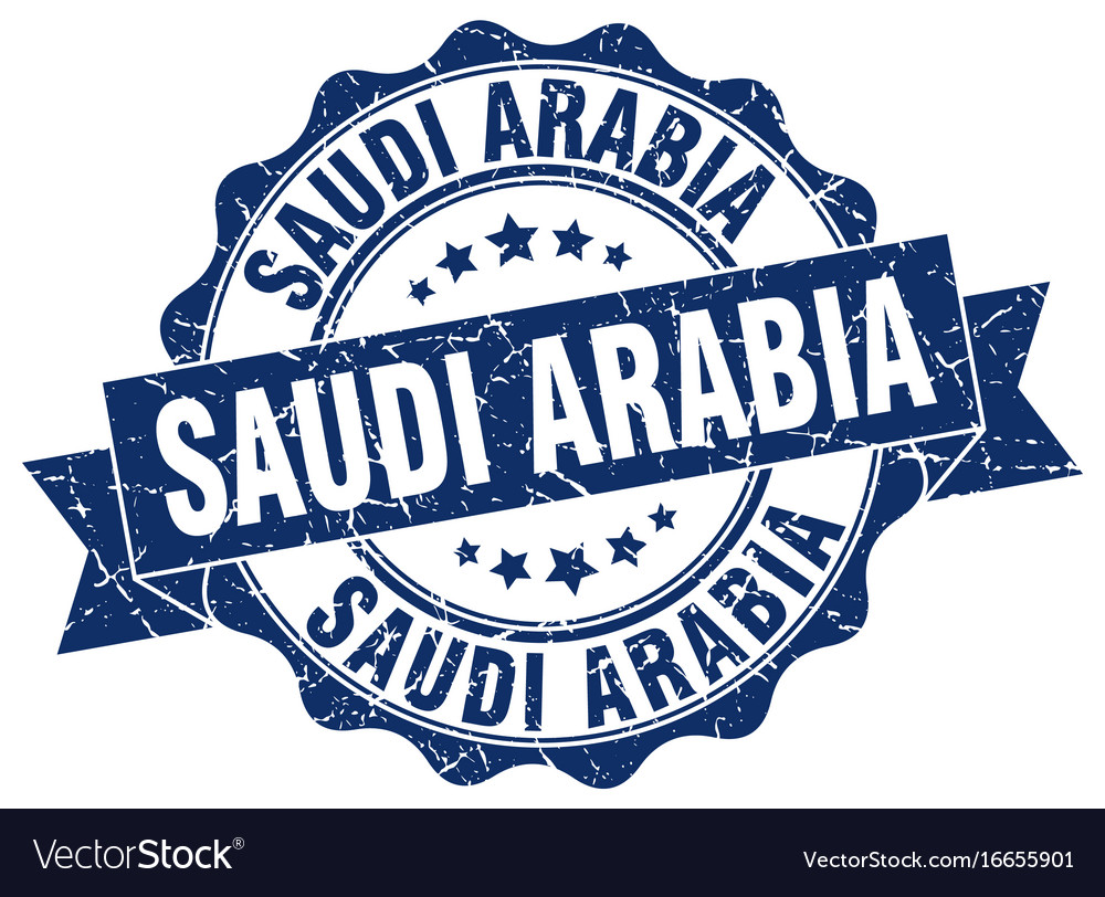 Saudi arabia round ribbon seal Royalty Free Vector Image