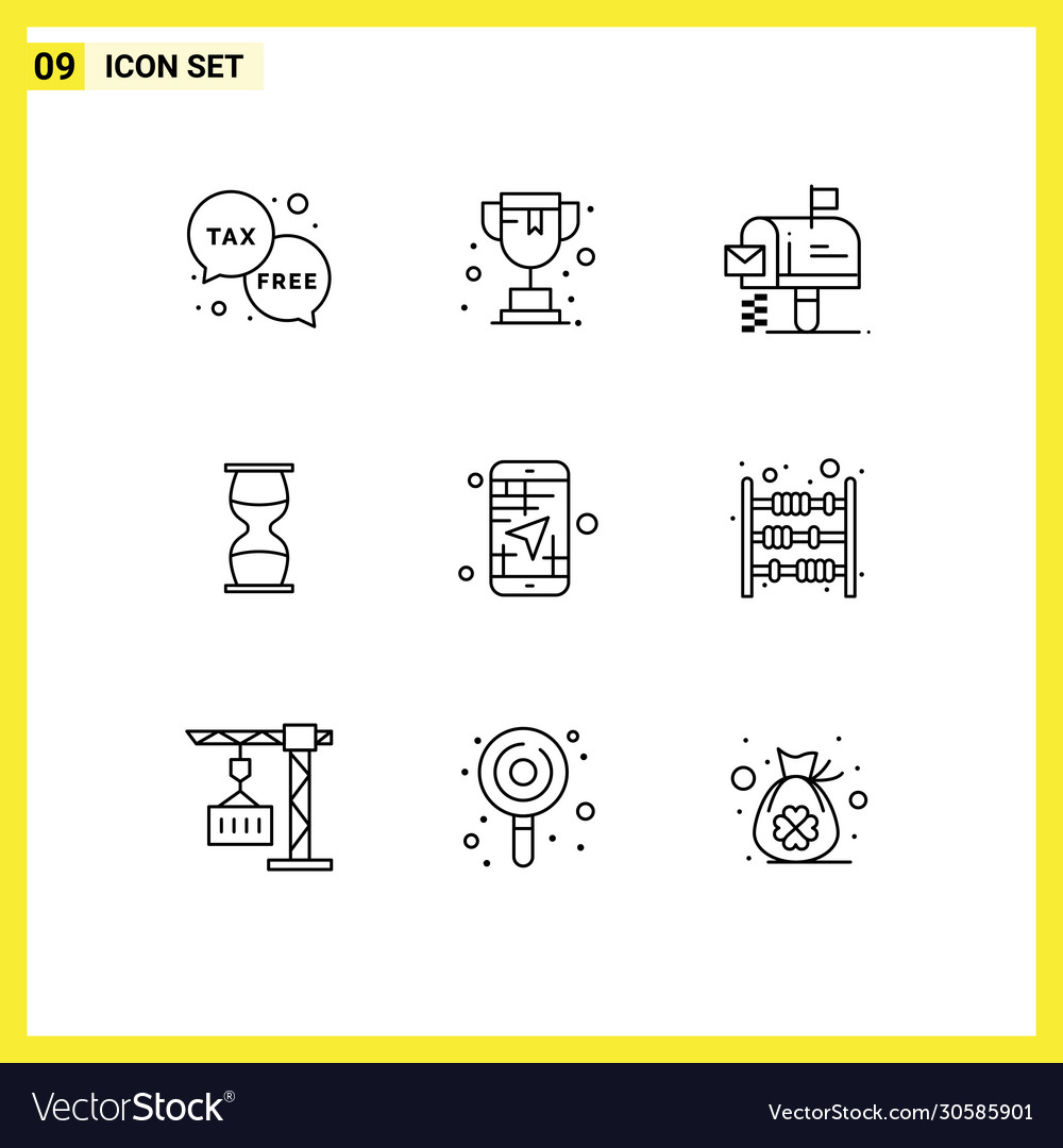 Set 9 modern ui icons symbols signs for timer