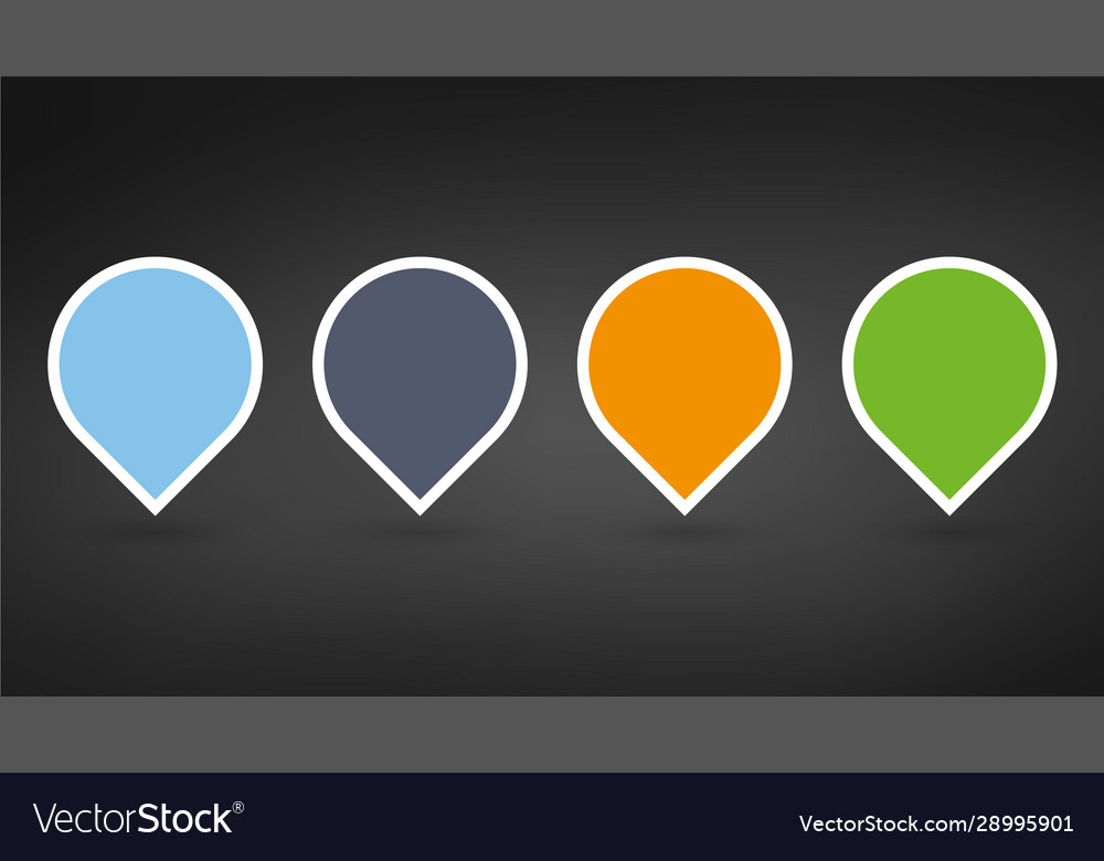Set colorful map pointers or pins with blank