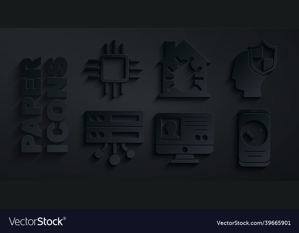 Set create account screen head with shield vector image Set create account screen head with shield