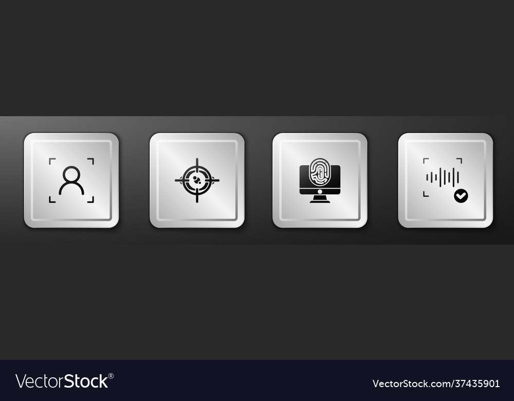 Set face recognition eye scan monitor vector image Set face recognition eye scan monitor