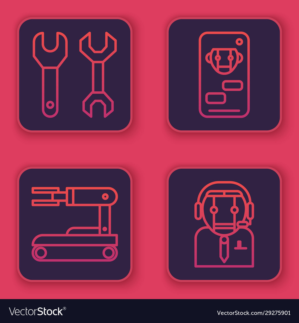 Set line spanner robot bot and worker vector image Set line spanner robot bot and worker