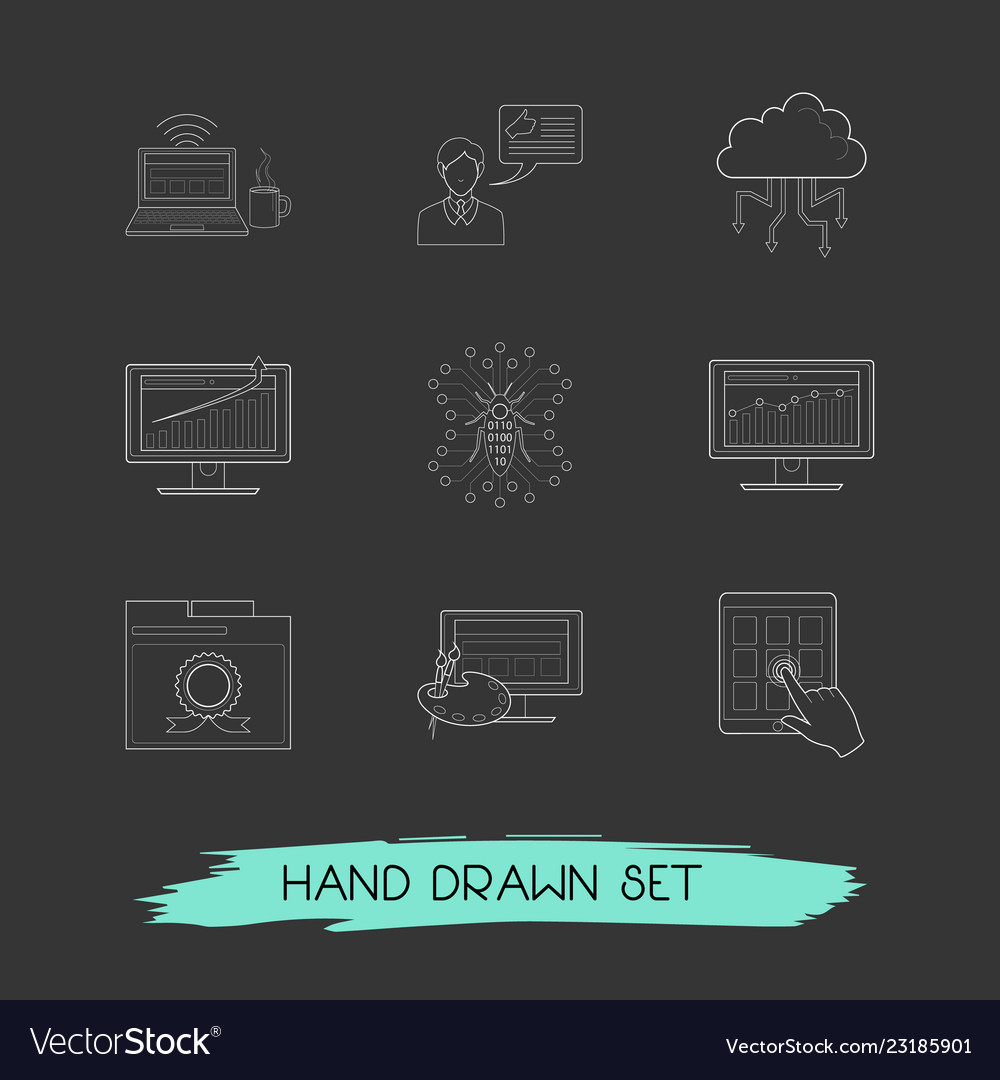 Set webdesign icons line style symbols vector image Set webdesign icons line style symbols