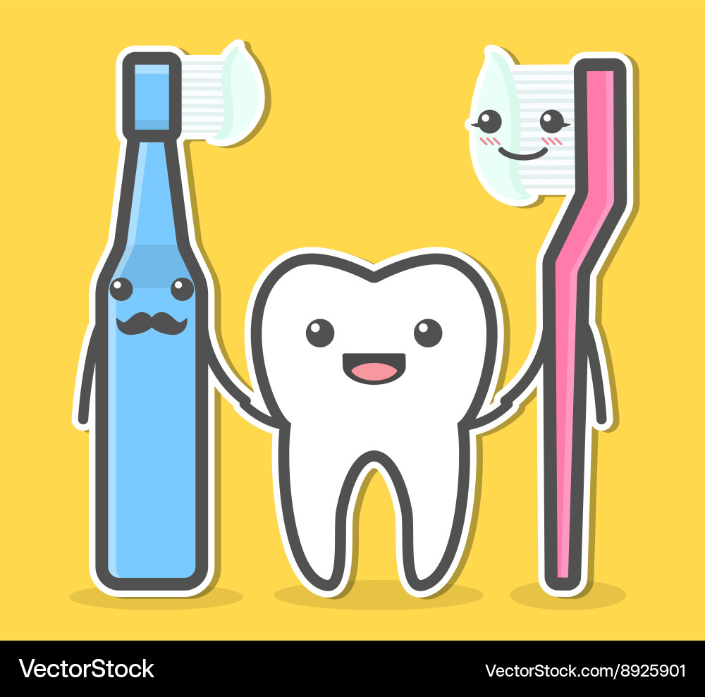 Tooth and toothbrushes Royalty Free Vector Image