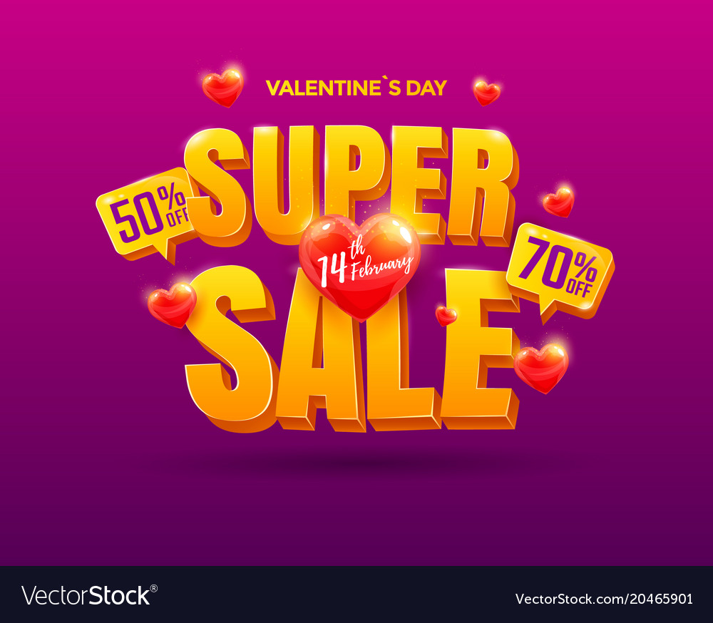 Free vector Valentines day sale poster Royalty Free Vector Image