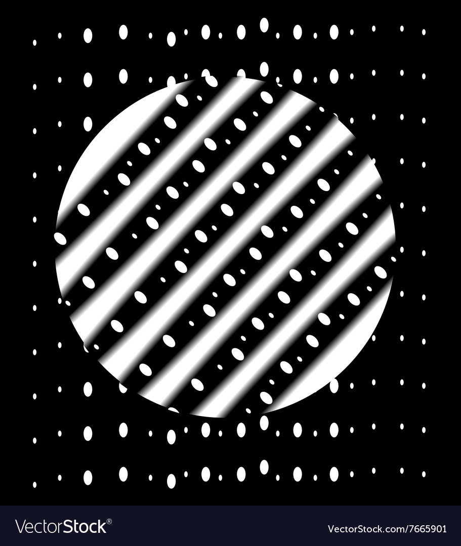 White circle with stripes on a black rectangle