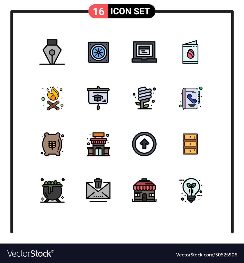 16 user interface flat color filled line pack