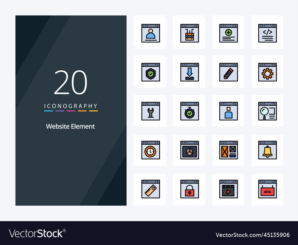 20 website element line filled icon