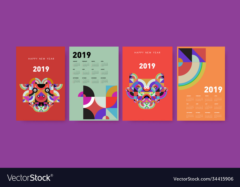 2021 calendar design template with colorful