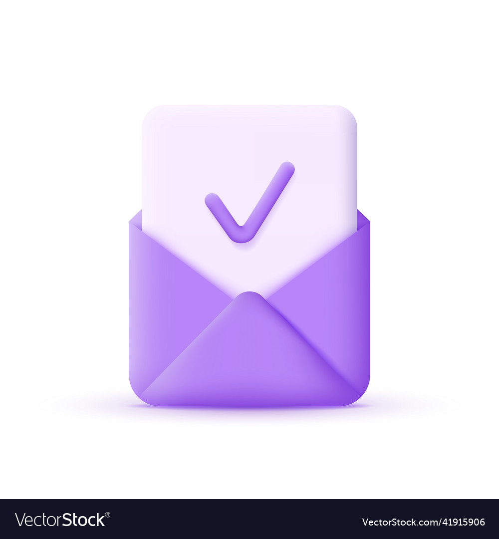 3d envelope and check mark vector image 3d envelope and check mark