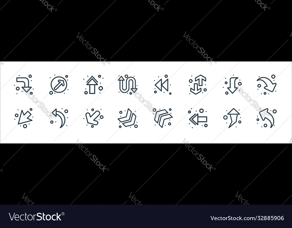 Arrows line icons linear set quality