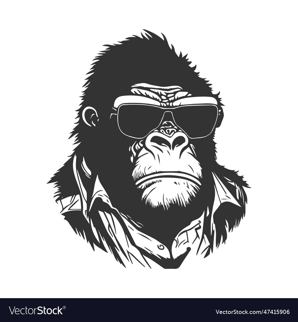 Bespectacled gorilla character Royalty Free Vector Image