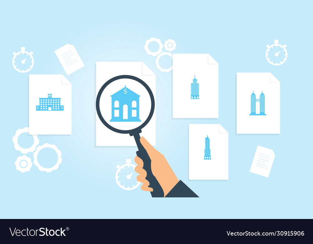 Building file document research vector image Building file document research