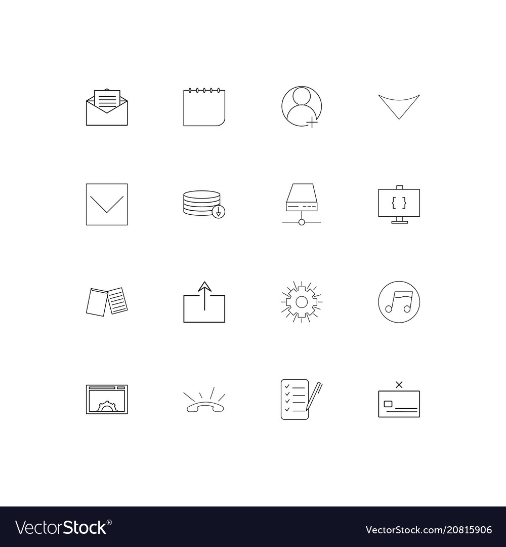 Internet technologies linear thin icons set