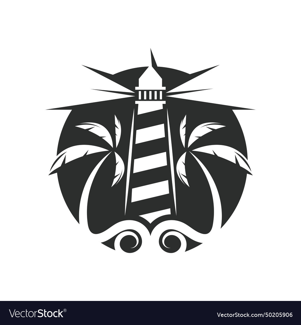 Lighthouse palm tree icon design Vector Image Lighthouse palm tree icon design