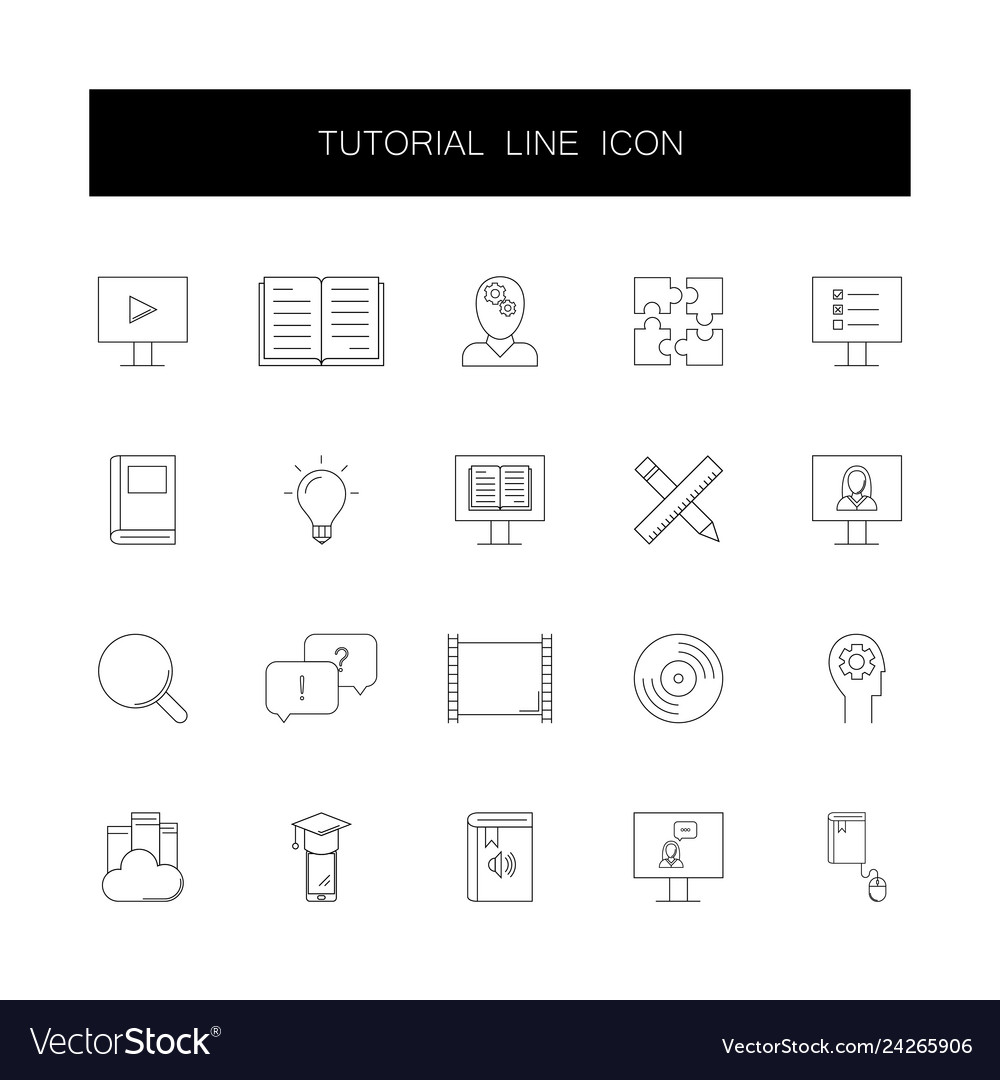 Line icons set tutorial pack