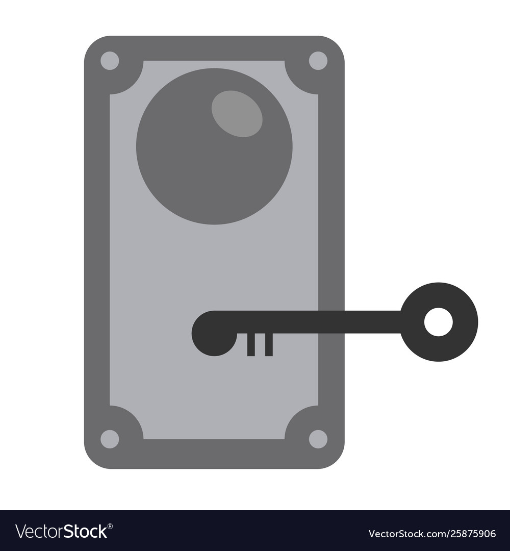 Lock with key flat design