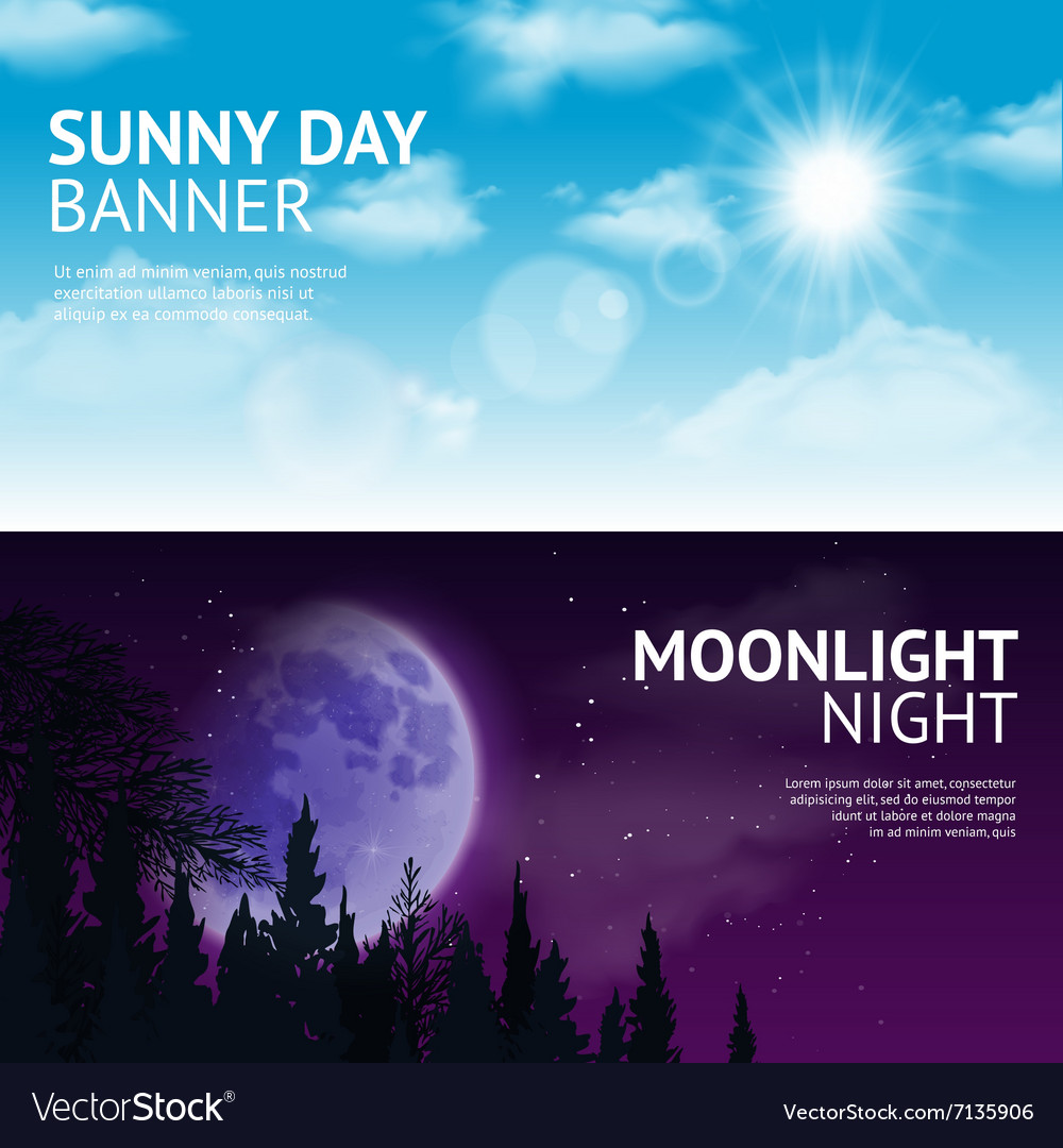 Night And Day Banner Set Royalty Free Vector Image