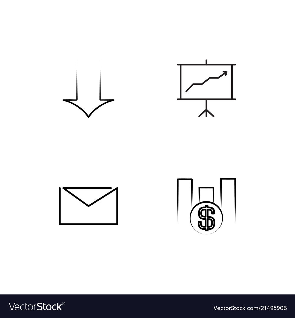 Office linear icons set simple outline
