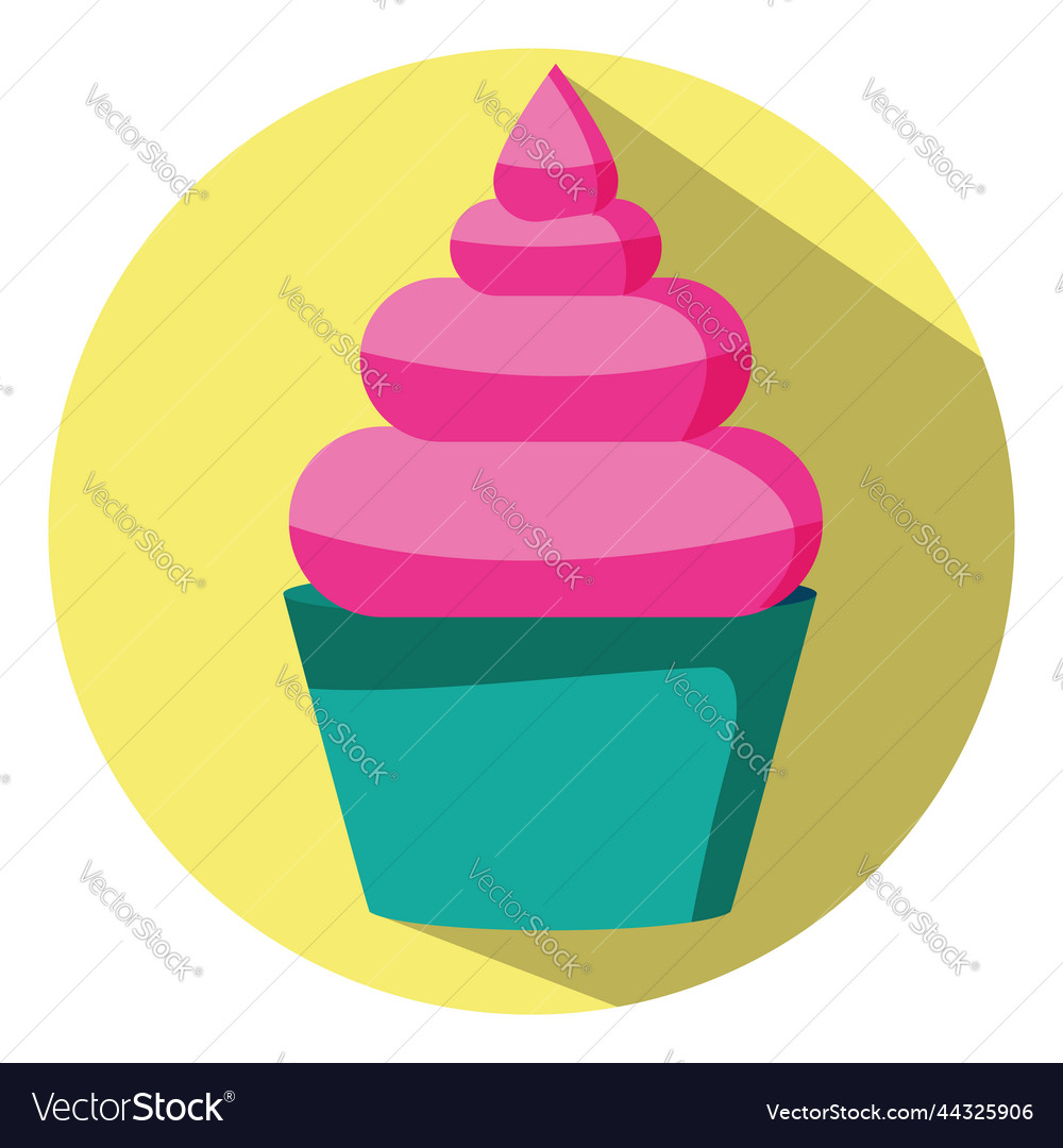 Pink cupcake on a white background