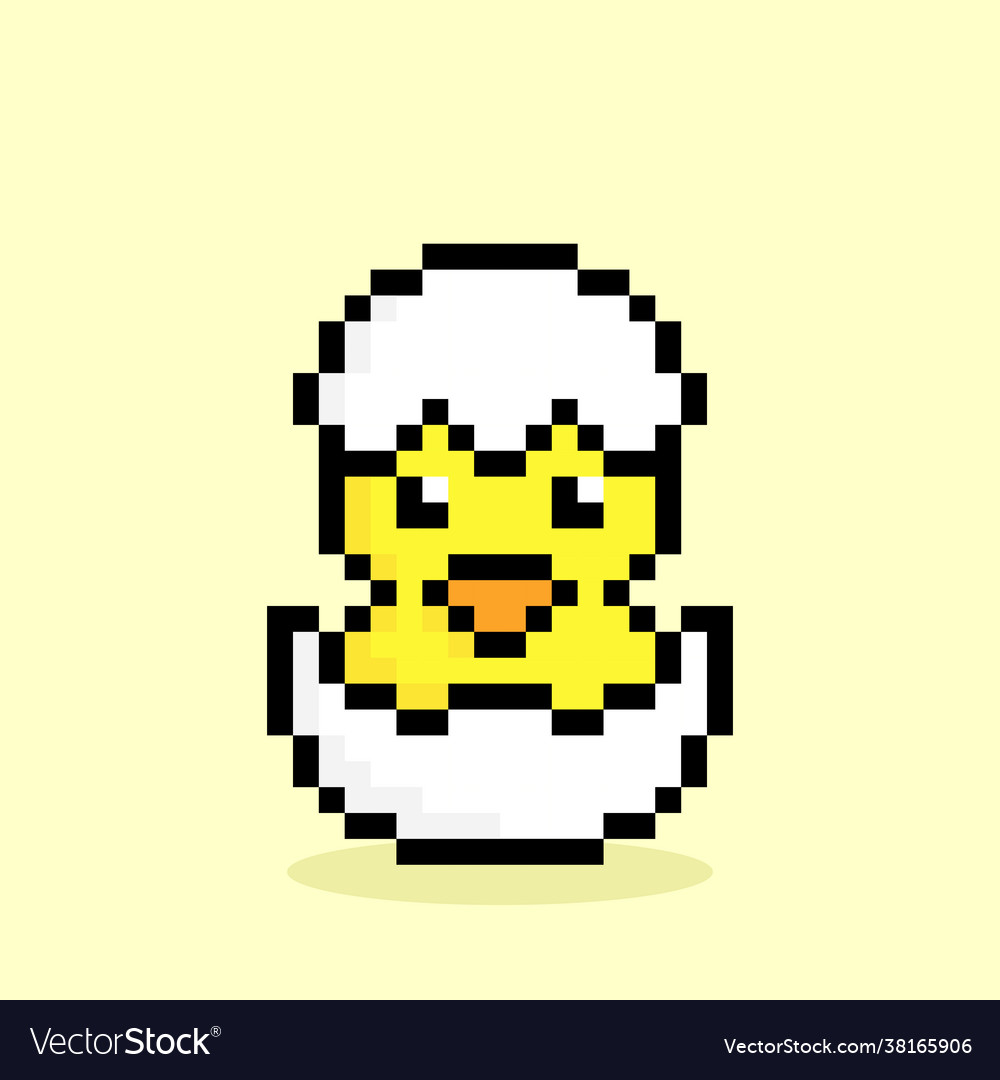 Pixel a duck hatching in its egg for game assets