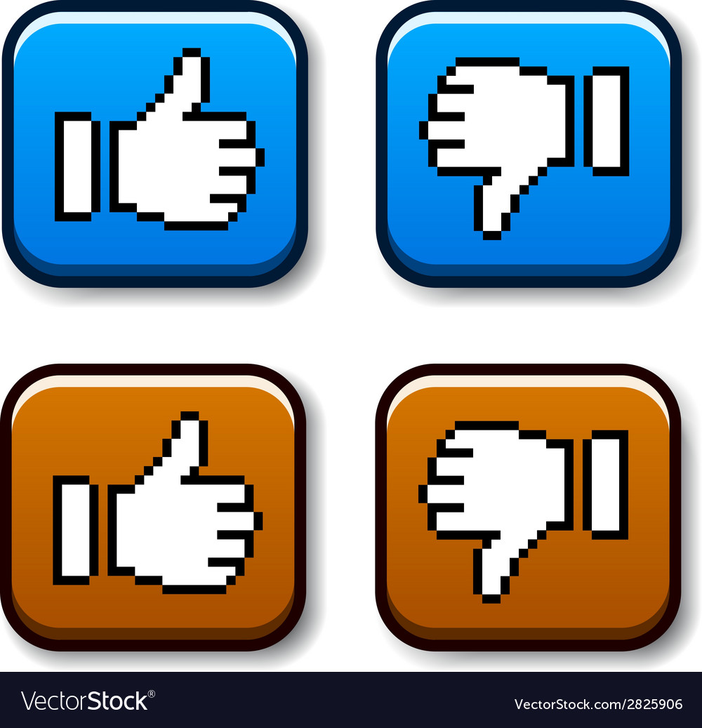 Pixel thumb up and down buttons
