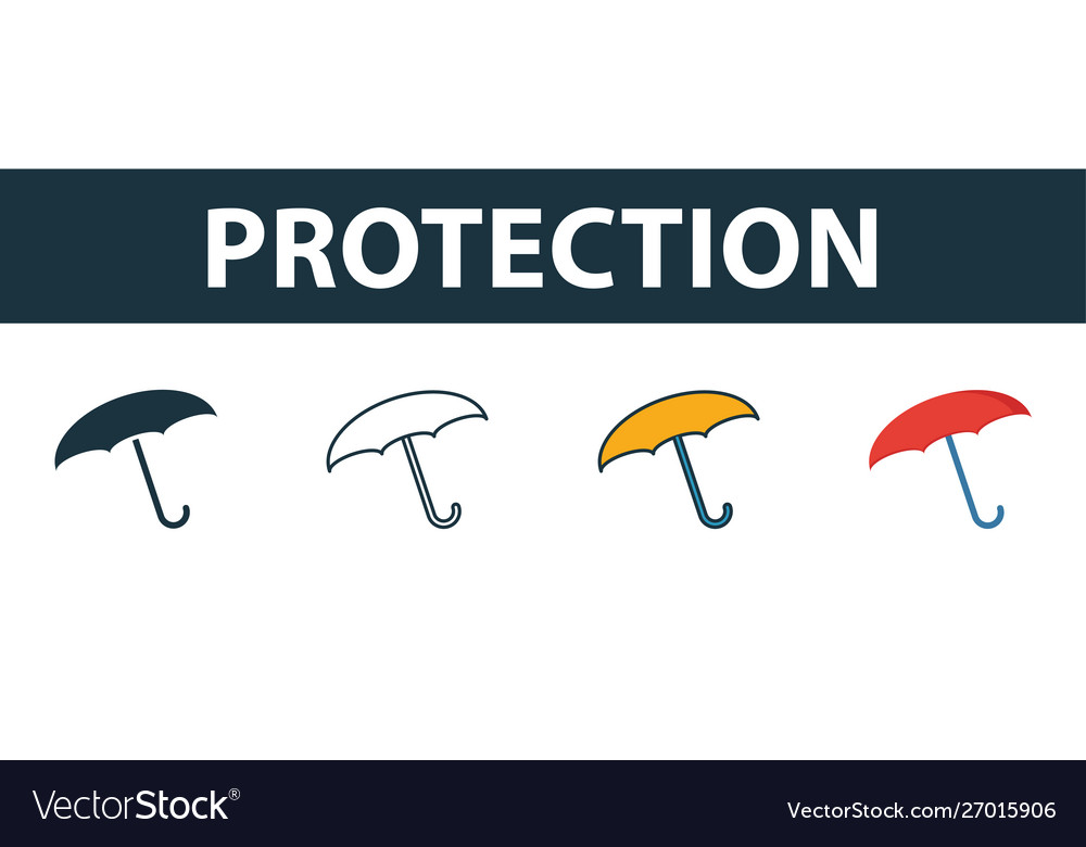 Protection icon set four elements in different