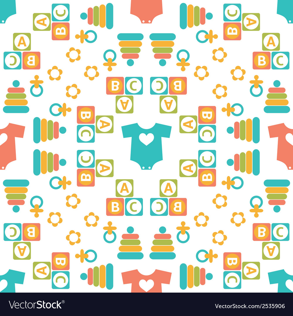 Seamless pattern of baby icons