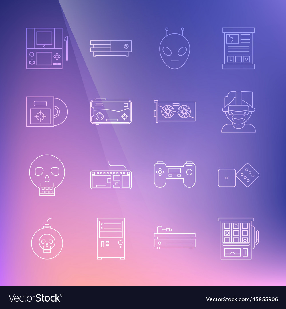 Set line slot machine game dice virtual reality vector image Set line slot machine game dice virtual reality
