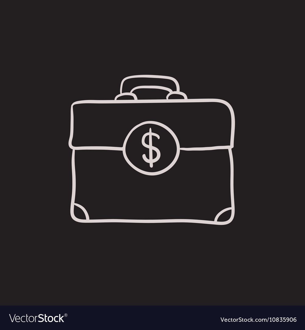 Suitcase with dollar symbol sketch icon