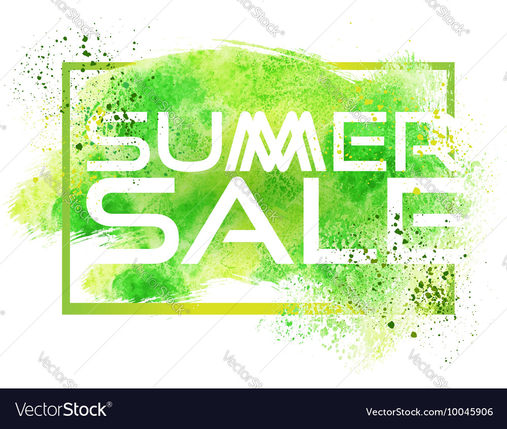 Summer sale watercolor background with leaves