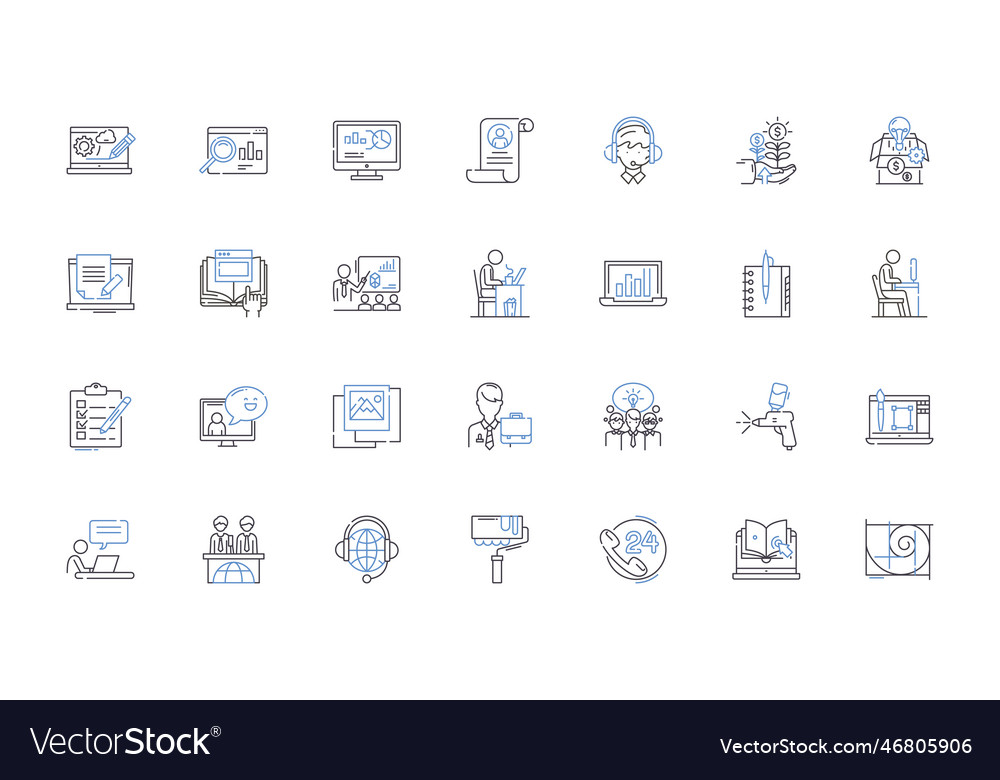 Team-building event line icons collection Vector Image Team-building event line icons collection