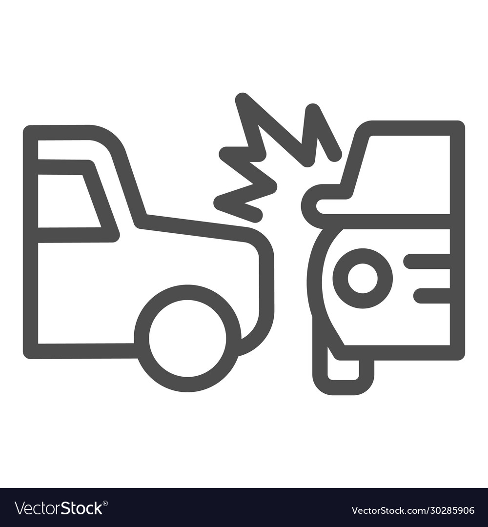 Two automobile road crash line icon frontal